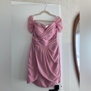 Blush off-the-shoulder cocktail dress